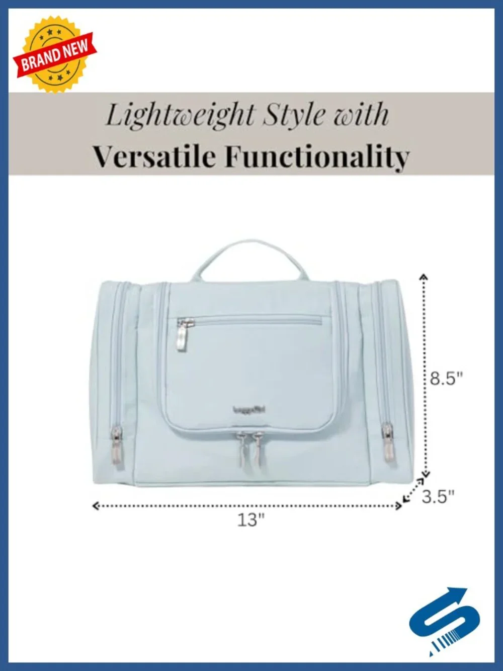 Nylon Toiletry Kit with Hanging Hook, Water-Resistant Lightweight